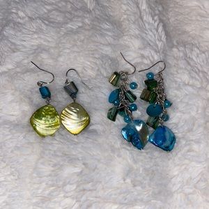 Set of Two Turquoise and Green Dangle Earrings